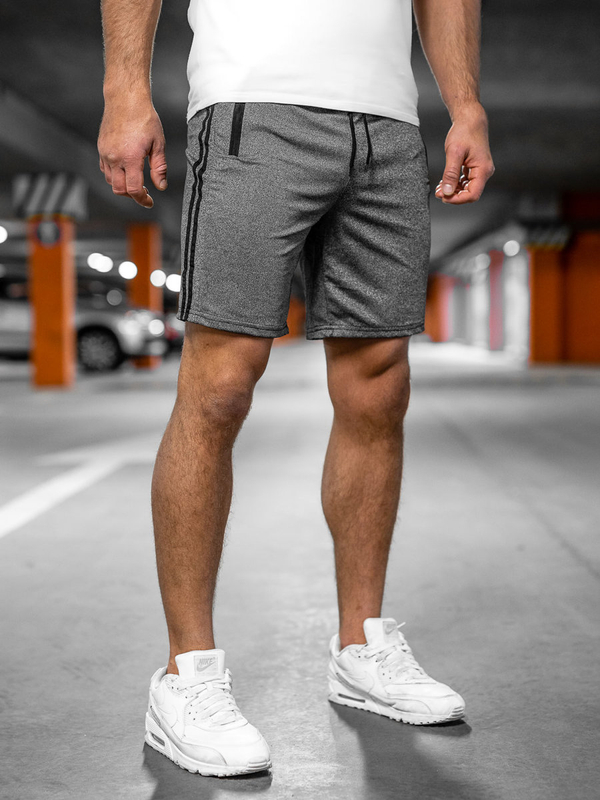 Herren Kurze Spoerhose Schwarzgrau Bolf 68058A