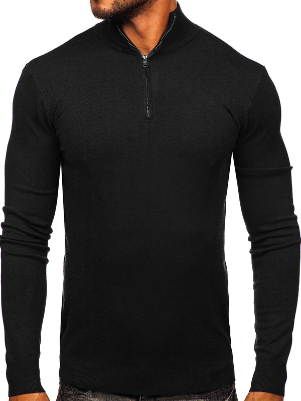 Herren Pullover mit Stehkragen Schwarz Bolf MM6007