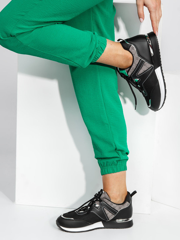 Damen Halbschuhe Sportschuhe Sneakers Schwarz Bolf AD739