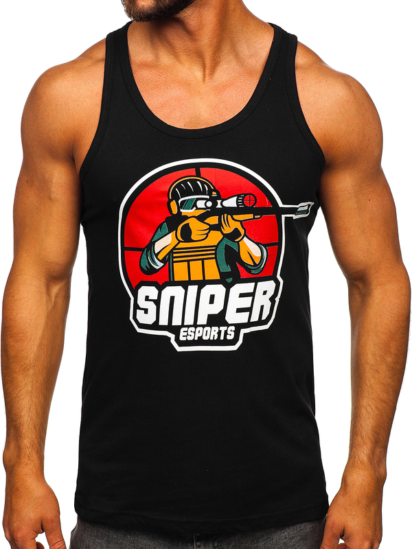 Herren Tank Top mit Motiv Schwarz Bolf 143030