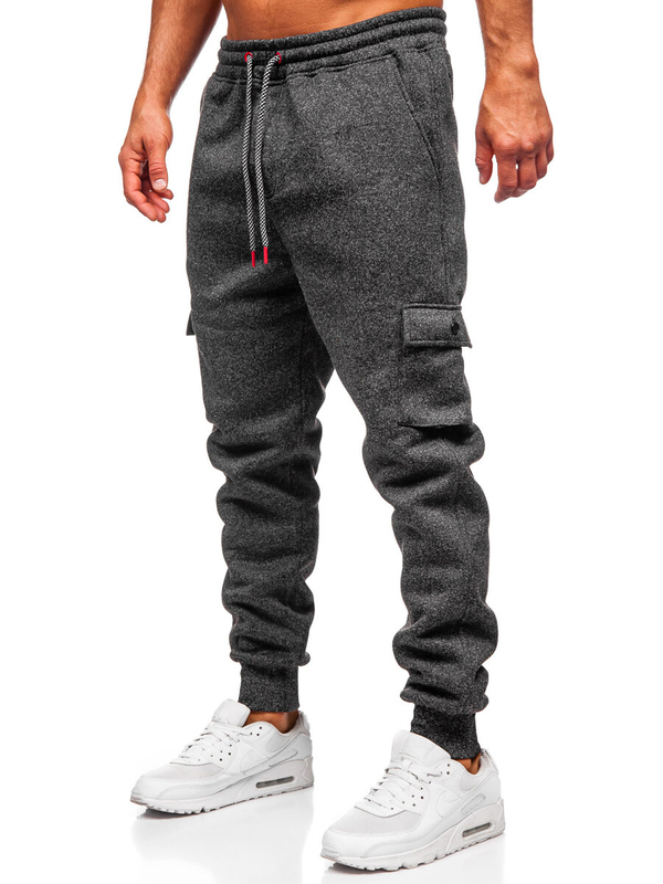 Herren Warme Sporthose Joggers Schwarzgrau Bolf Q1108