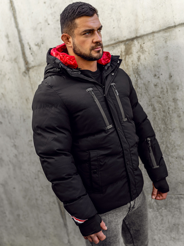 Herren Gepolsterte Winterjacke Schwarz Bolf 5M771A