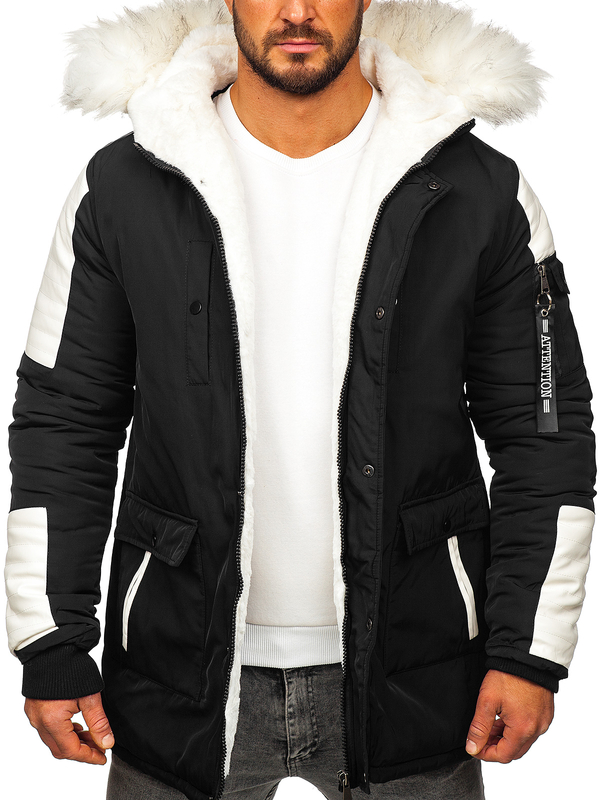 Herren Wintrjacke Parka Schwarz Bolf JP5832