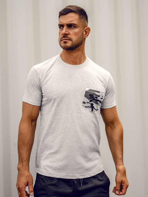Herren T-Shirt mit Motiv Camo Grau Bolf 14507A