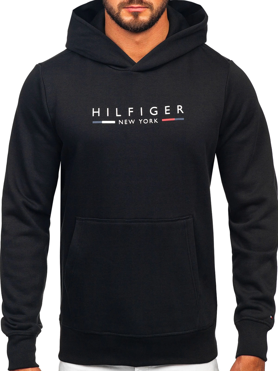 Herren Kapuzenpullover mit Kängurutasche Tommy Hilfiger Schwarz