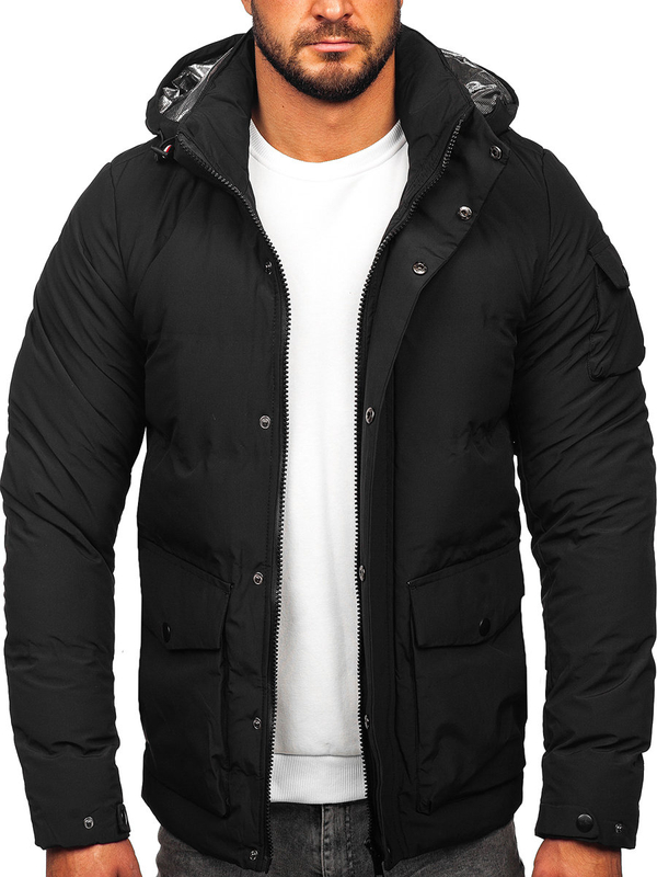 Herren Gepolsterte Winterjacke Schwarz Bolf 99525