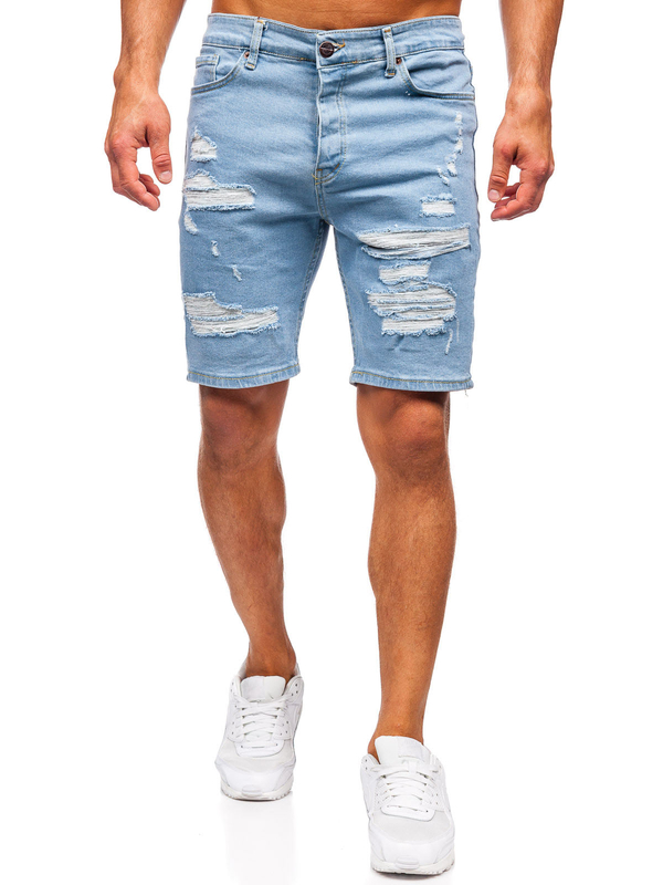 Herren Kurze Jeanshose Shorts Blau Bolf 0760