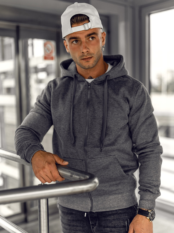 Herren Kapuzenpullover Anthrazit Bolf 2008A