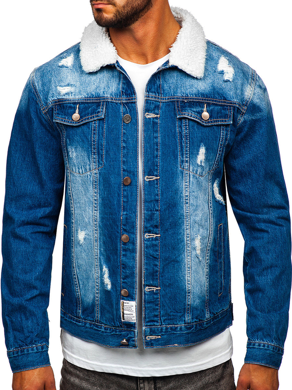Herren Jeansjacke Trucker Dunkalblau Bolf MJ502B