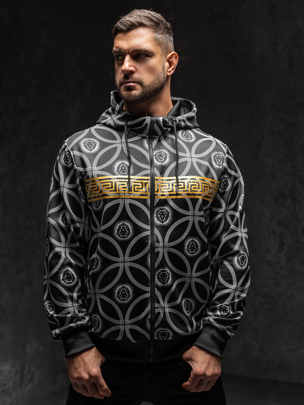 Herren Kapuzenpullover mit Reißverschluss Schwarz Bolf 27B8123A1