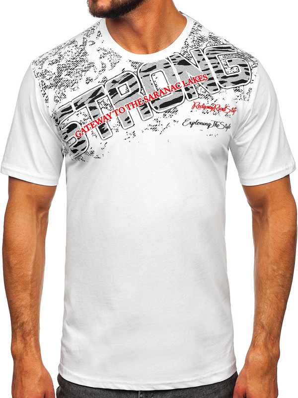 Herren T-Shirt mit Motiv Weiß Bolf 14234