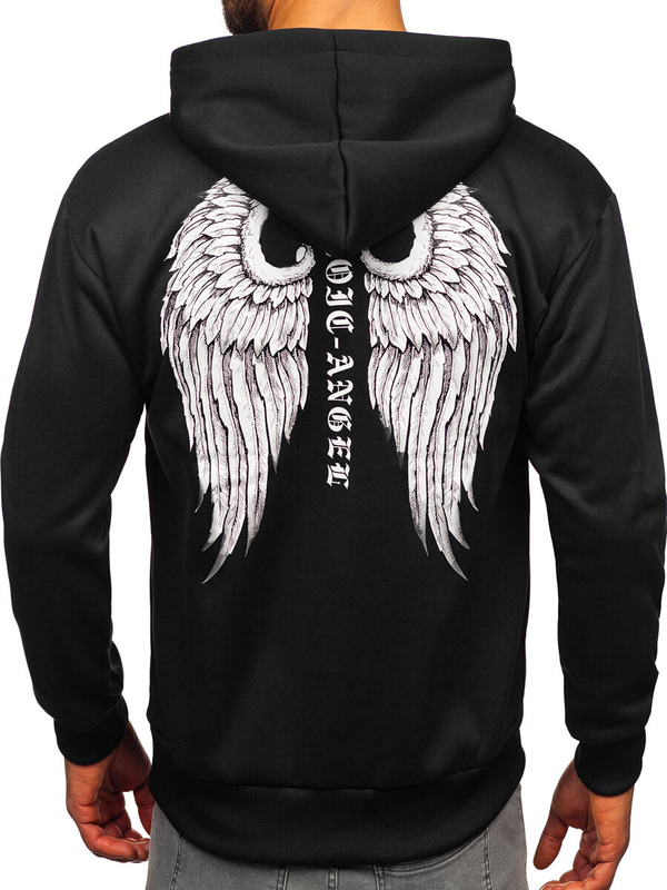 Herren Kapuzenpullover mit Motiv Schwarz Bolf M276