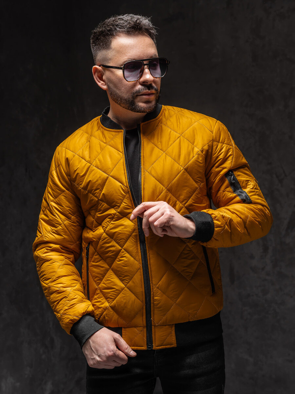 Herren Gepolsterte Übergangsjacke Bomberjacke Camel Bolf MY-01A1