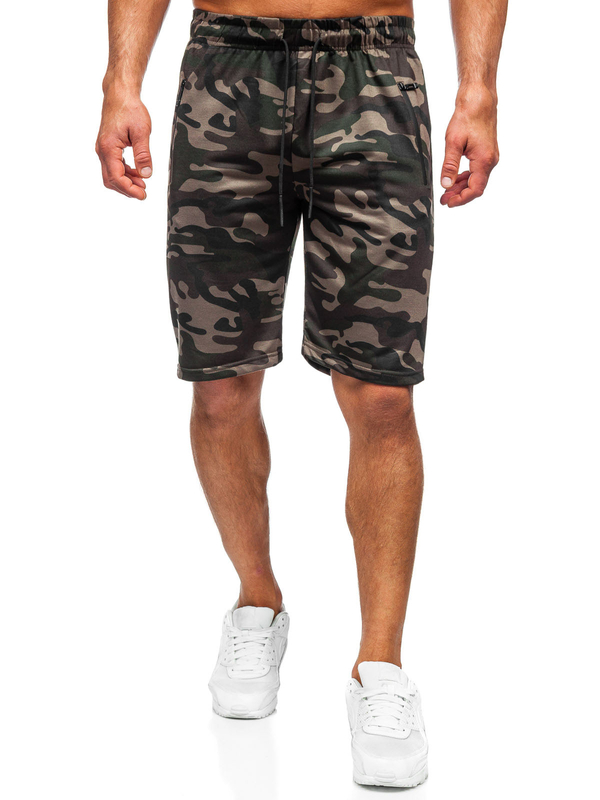 Herren Kurze Sporthose Camo Dunkelgrün Bolf JX862