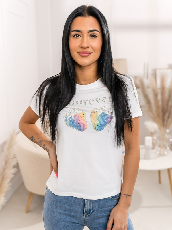 Damen T-Shirt mit Applikation Weiß Bolf 95T2518