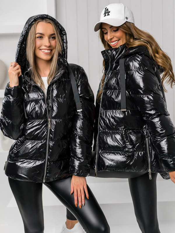 Damen Gepolsterte Winterjacke mit Kapuze Schwarz Bolf 5M3172A