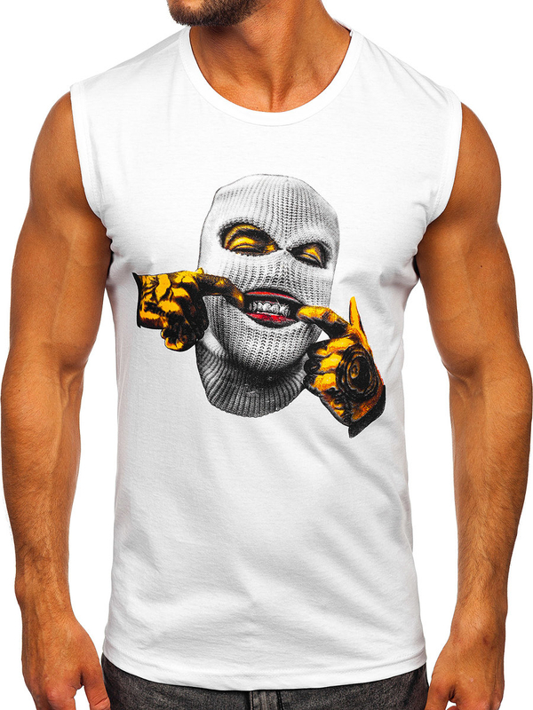 Herren Shirt Tank Top Weiß Bolf 14811
