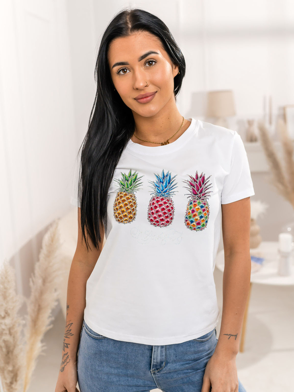 Damen T-Shirt mit Applikation Weiß Bolf 95T2522