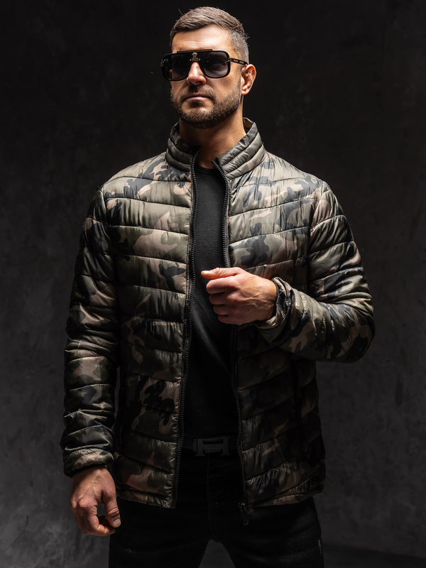 Herren Gepolsterte Winterjacke Camo Grün Bolf SM80A1