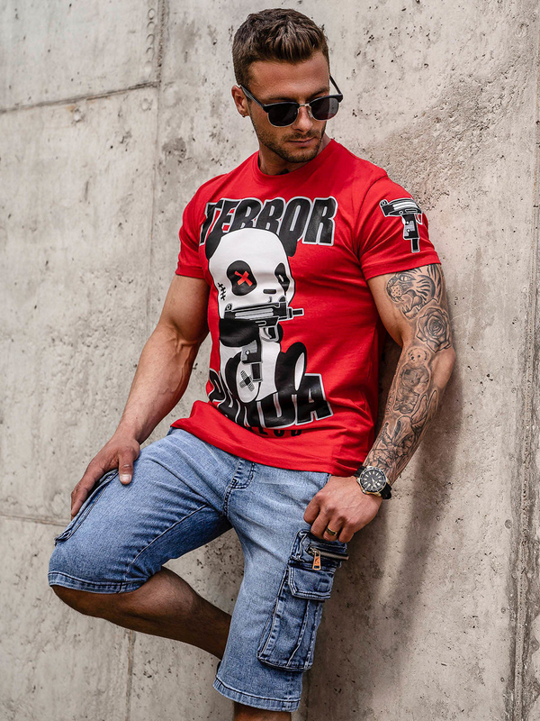 Herren T-Shirt mit Motiv Rot Bolf 2291A