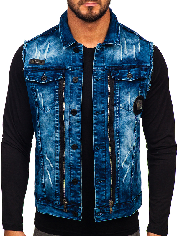 Herren Jeansweste Dunkelblau Bolf G115