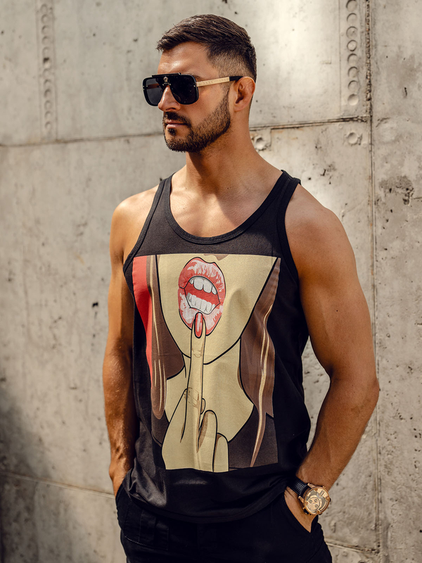 Herren Tank Top Boxing T-Shirt mit Motiv Schwarz Bolf 143026A