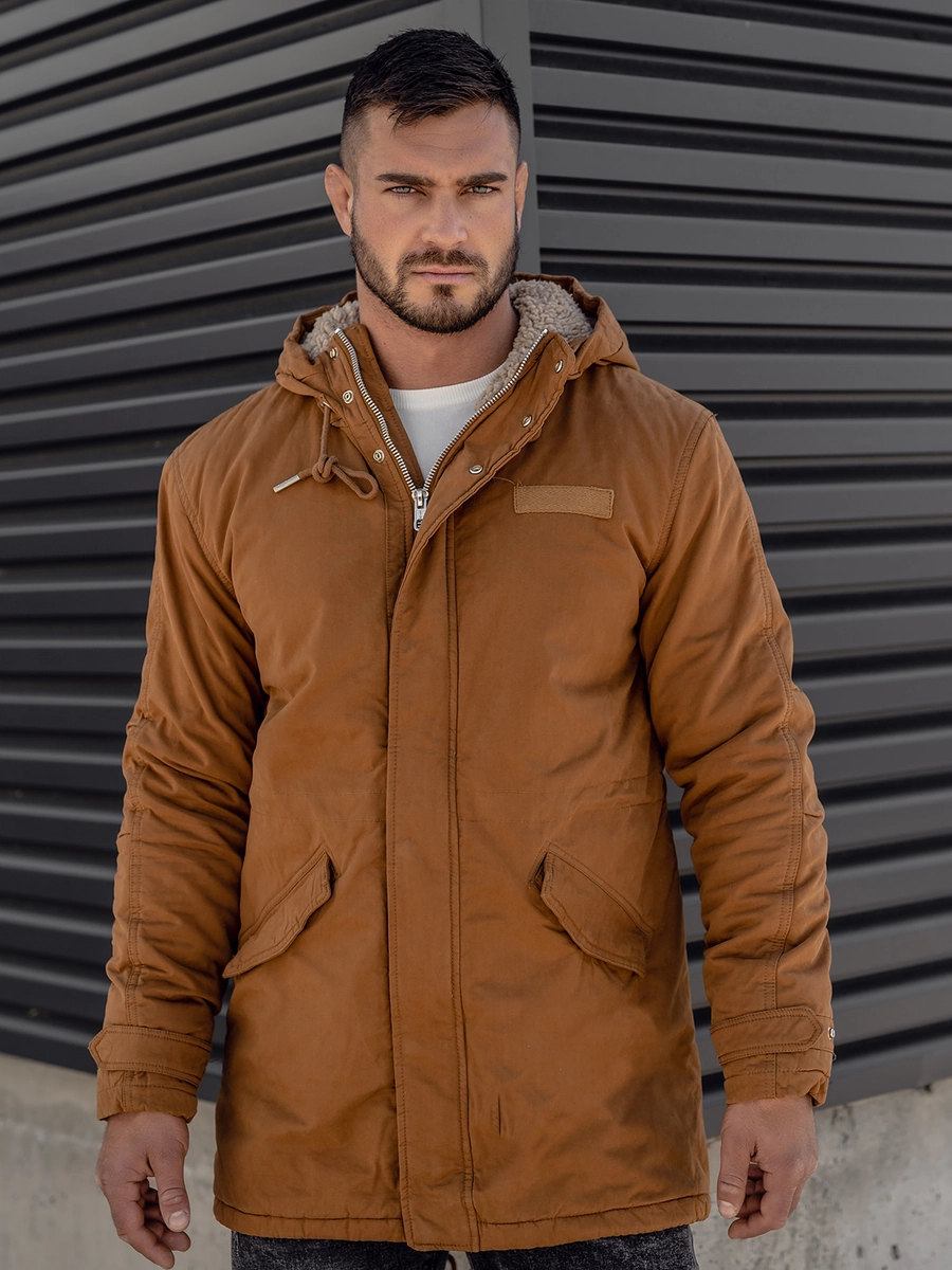 Herren Baumwoll Winterjacke Parka Camel Bolf EX838A
