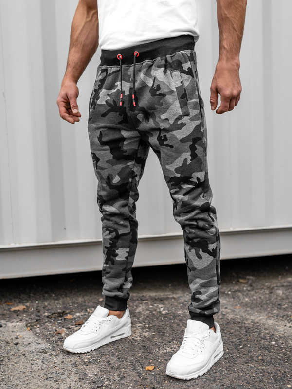 Herren Sporthose Camo-Schwarzgrau Bolf KZ15A