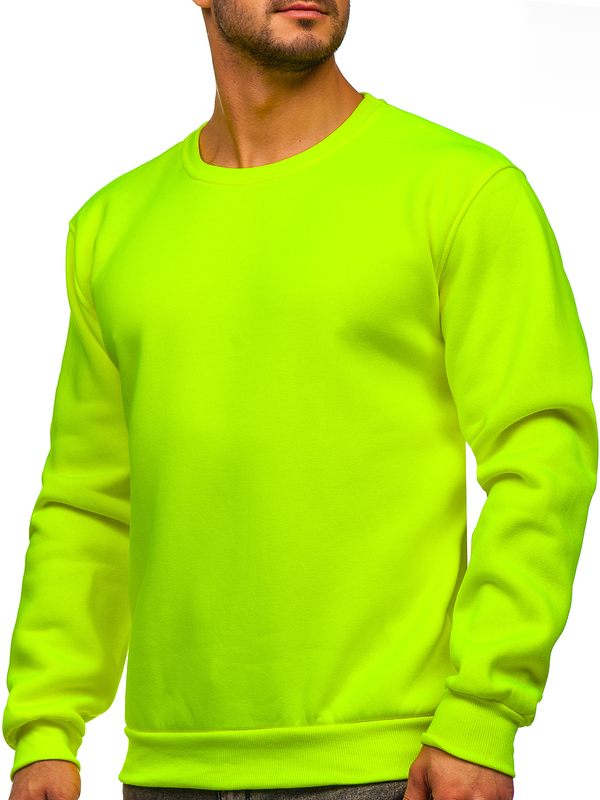 Herren Warmes Sweatshirt ohne Kapuze Gelb-Neon Bolf 2001