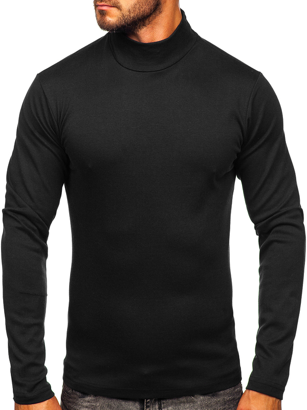 Herren Halbrollkragenpullover Basic Schwarz Bolf 145348