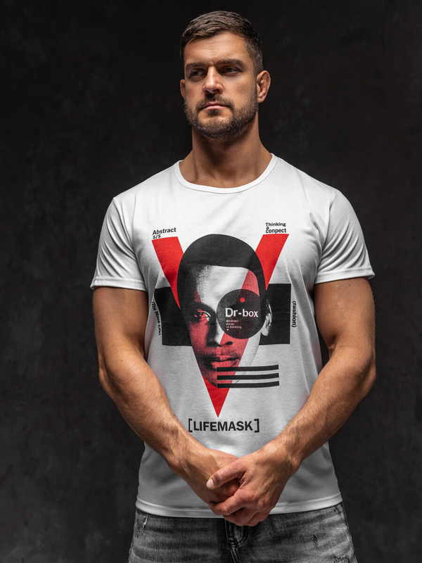Herren T-Shirt mit Motiv Weiß Bolf KS2552