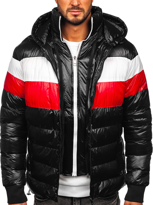 Herren Gepolsterte Winterjacke Schwarz Bolf 6592