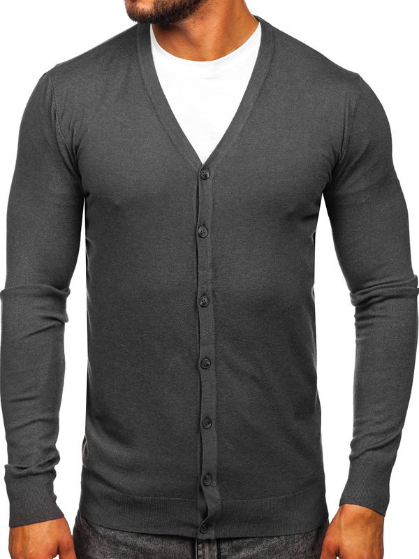 Herren Cardigan Aufknöpfbar Anthrazit Bolf MM6006