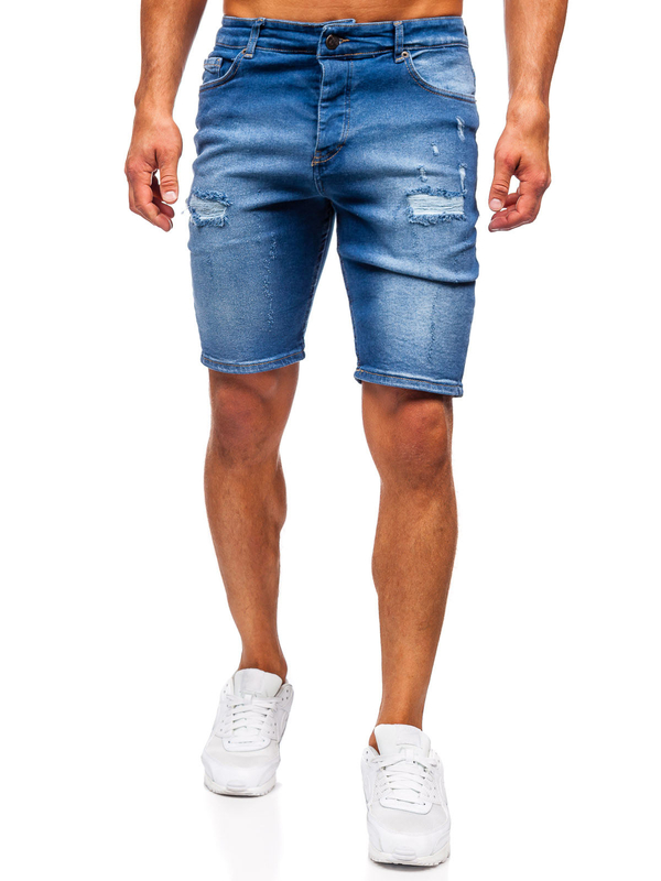 Herren Kurze Jeanshose Shorts Dunkelblau męskie Bolf 0727