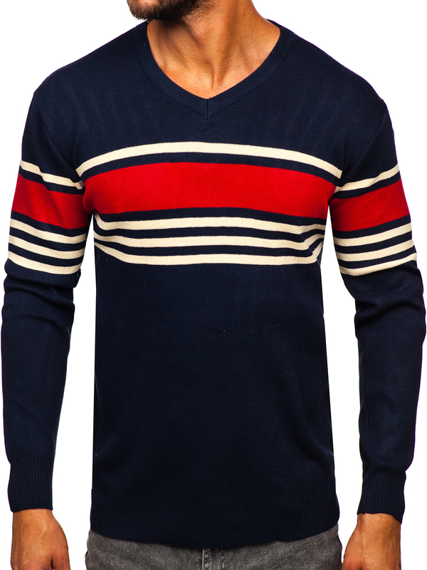 Herren Pullover mit V-Ausschnitt Dunkalblau Bolf S8536
