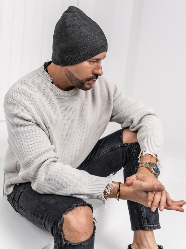 Herren Wintermütze Schwarzgrau Bolf 387061