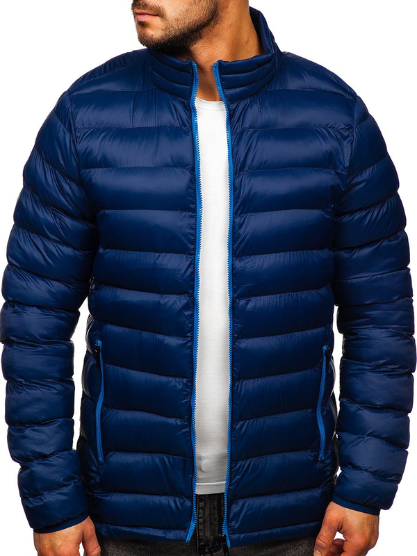 Herren Gepolsterte Winterjacke Sport Jacke Dunkelblau Bolf 1111