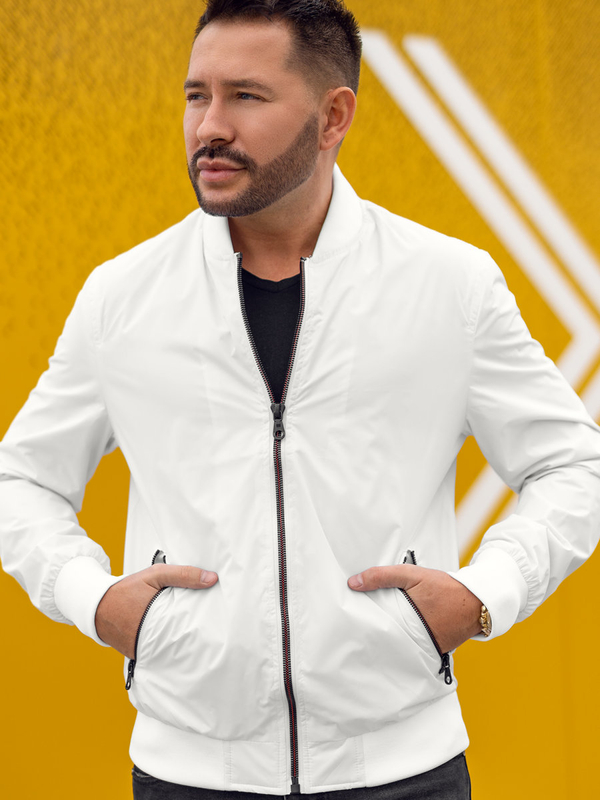 Herren Übergangsjacke Bomberjacke Weiß Bolf 7116A