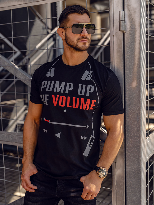 Herren T-Shirt mit Motiv Schwarz Bolf 1171A