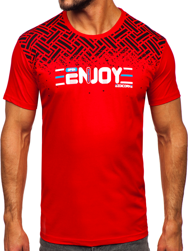 Herren Baumwoll T-Shirt mit Motiv Rot Bolf 14720
