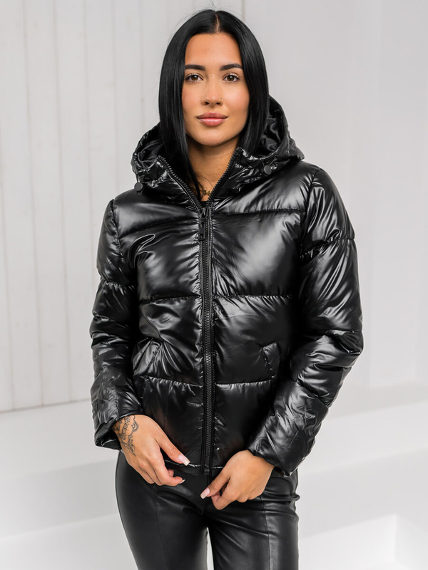 Damen Gepolsterte Winterjacke mit Kapuze Schwarz Bolf 5M3193A1
