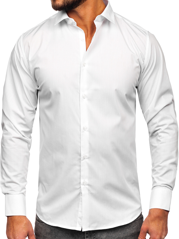 Herren Hemd Langarm Elegant slim fit Weiß Bolf MS13