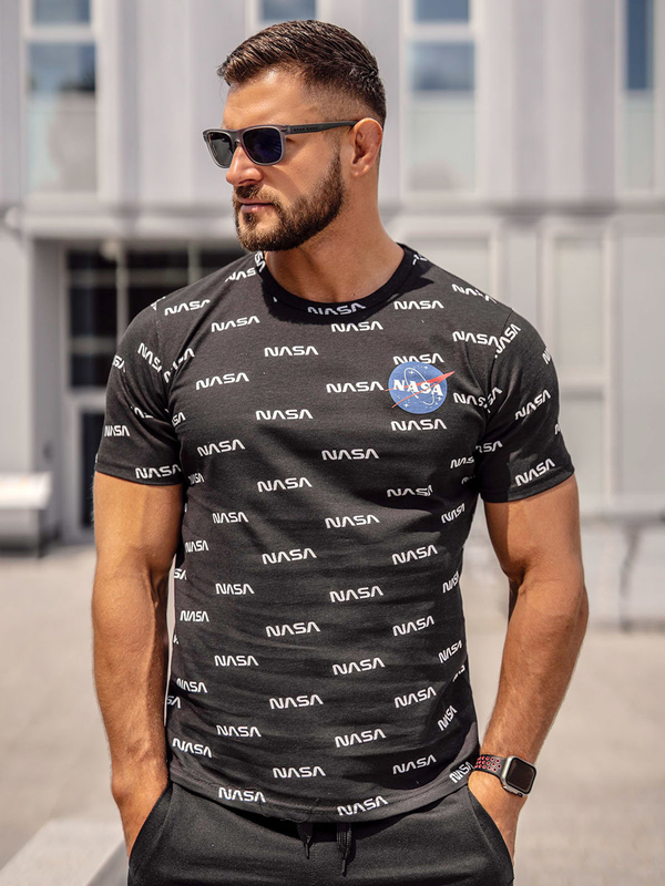 Herren T-Shirt mit Motiv Schwarz Bolf 14950A