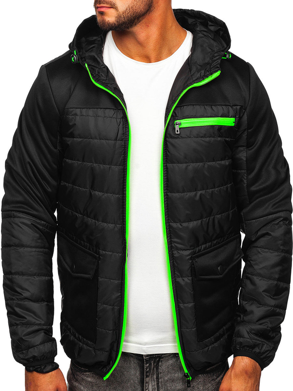 Herren Überganssjacke Steppjacke Schwarz Bolf M10006