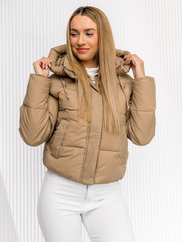 Damen Gepolsterte Winzterjacke mit Kapuze Beige Bolf 16M9188