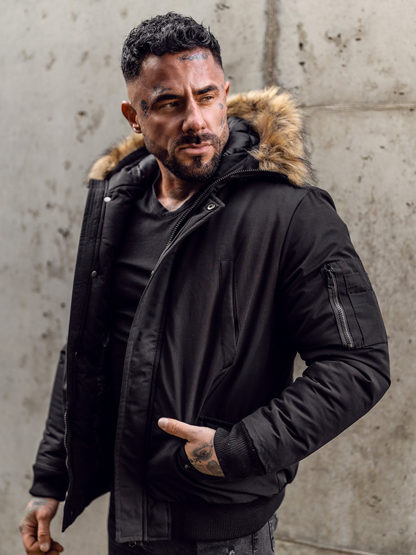 Herren Winterjacke Schwarz Bolf 2019