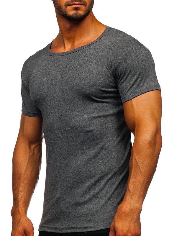 Herren T-Shirt ohne Motiv Schwarzgrau Bolf NB003