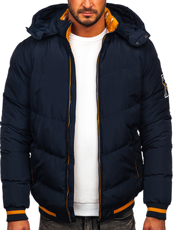 Herren Gepolsterte Winterjacke Dunkelblau Bolf 6902