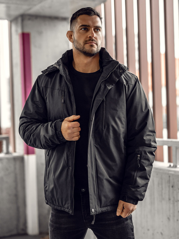 Herren Winterjacke Parka Schwarz Bolf 22M320A