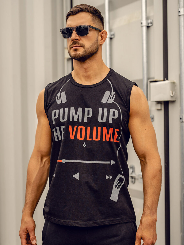 Herren Tank Top mit Motiv Schwarz Bolf 14815A